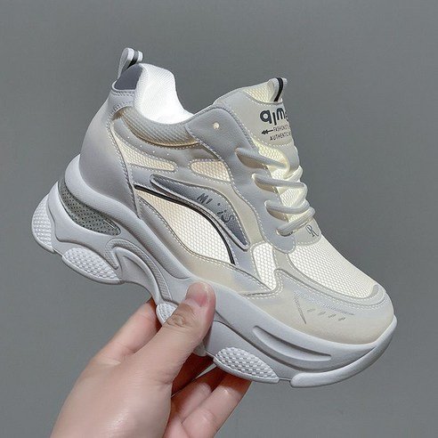 Aesero 여성 족저근막염 운동화 5cm 발편한 통굽 스니커즈 통풍 메쉬 - 운동화 상품 이미지