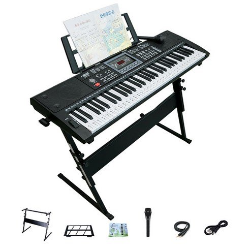 린보 61key 입문용 가정용 전자 디지털피아노+마이크+Z자 스탠드+악보대 - 디지털피아노 상품 이미지