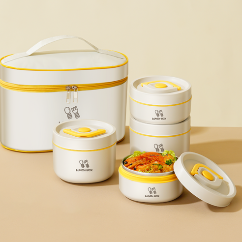 피크르 304 스테인리스 보온도시락통 전자레인지 적용 2단 3단 4단 휴대용가방 포함, 2200ML 4단 ..., 1개 - 보온/보냉도시락 상품 이미지