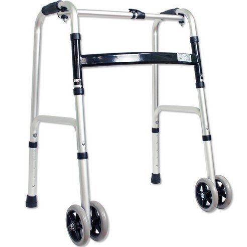 고령자 옥내용 접이식 1단 더블 바퀴 워커 이동 보행 보조기, 폭 51cm x 높..., 1개 - 성인용보행기 상품 이미지