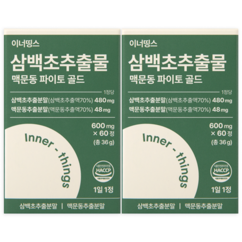 이너띵스 삼백초 추출물 맥문동 파이토 골드 HACCP 인증, 60정, 2개 - 기타건강식품 상품 이미지