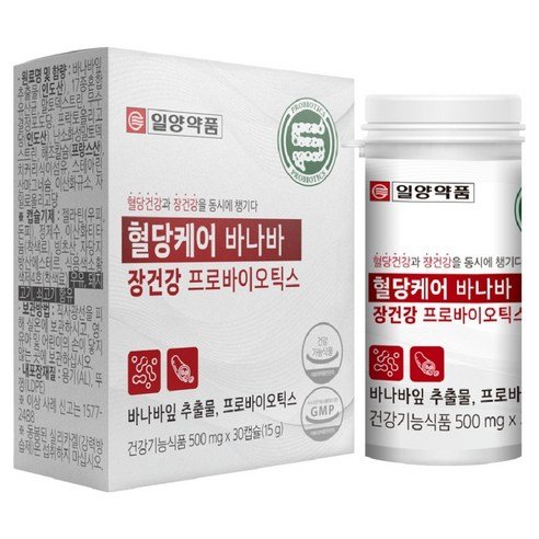 일양약품 혈당케어 바나바 장건강 프로바이오틱스 유산균 15g, 30정, 1개 - MCT 오일 상품 이미지